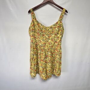 Wild Fable Women's Sleeveless Button-Front Romper Fruit Print XXL Yellow Prairie